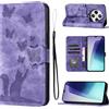 LSPCASA Custodia Per Xiaomi Redmi 14C/Xiaomi Poco C75 6.88 Pollici Materiale In Pelle PU Cover Xiaomi Poco C75 Con Slot Per Schede Reticolo Della Farfalla Del Gatto Cover Redmi 14C Viola