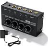 Keltorio Amplificatore per cuffie stereo a 4 canali: amplificatore per cuffie in metallo, amplificatore per cuffie con controllo del volume indipendente, uscita TRS da 1/4 e ingresso per studio