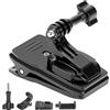 QWORK® Supporto clip tracolla zaino, cuscinetto spalla regolabile a 360°, compatibile con telefoni cellulari, la maggior parte delle action cam