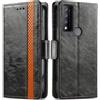 Generico DayQiQiPu Cover per TCL 30 V 5G T781S (6,67 Pollici) Custodia in pelle PU con Patchwork Guscio Protettiva Anti-Skimming Custodia Portafoglio Flip Caso Business, Nero