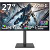 Z Z-Edge Z-Edge AGEX Monitor Gaming 27 pollici 2K, 144 Hz, QHD 2560 x 1440, Fast IPS MPRT, LED da 1 ms, 350 cd/m², FreeSync, HDR10, DP e HDMI, Altezza, Inclinazione, Rotazione e Pivot Regolabili, Nero