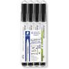 STAEDTLER Lumocolor 341 - Pennarelli compatti per lavagna bianca, punta tonda da 1-2 mm, cancellabili a secco, confezione da 4 penne (nero)