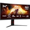 AOC CU34G4ZCA Monitor 34 Pulgadas 240Hz Panel Fast VA, 1ms GtG, HDR400, Adaptive Sync, Altura Ajustable, (3440x1440 HDMI 2x 2.1 DP 1x 1.4 USB Hub) Negro