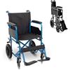 Mobiclinic®, Sedia a rotelle pieghevole, Marsella, Marchio europeo, Robusta, Seduta 46cm, Poggiapiedi e braccioli pieghevoli, Freno leva, Ruote sgancio rapido, Blu