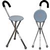 Mobiclinic, Bastone con sedile pieghevole, Gloria, 3 piedi per anziani, Tripode, Da passeggio, Sedia portatile, Alluminio, Fino a 90 kg, Impugnatura ergonomica, Grigio
