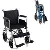 Mobiclinic®, Sedia a rotelle pieghevole, Marsella, Marchio europeo, Robusta, Seduta 46cm, Poggiapiedi e braccioli pieghevoli, Freno leva, Ruote sgancio, Argento