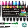 COLOCASTLE Brush Pen Lettering 36 Colori Pennarelli Doppia Punta Fine e Brush