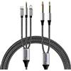 Meamaz Cavo Audio 3 in 1 2m, 6.35mm (1/4") a L ightning/USB-C/AUX (3.5mm), per Chitarra Elettrica, Mixer, Amplificatore, i-Phone, Jack Audio Doppio, Cavo Jack 3.5 to Jack 6.3, Nylon Intrecciato