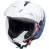 OJ Viaggio ADV - Casco Integrale Adventure con Visiera e Frontino - Casco Moto Touring e Off Road con Ventilazione Avanzata, Interni Removibili e Chiusura Micrometrica, WHITE/RED/BLUE