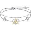 VONALA Bracciale celtico/ananas/tartaruga marina/amore in argento sterling 925 link pila bracciali gioielli irlandesi regali per donne signore, 17-18 cm, Argento sterling