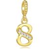 SBI Jewelry Ciondolo in oro con numeri 0 1 2 3 4 5 6 7 8 9 compatibile con braccialetti Pandora per donne gioielli di compleanno, One-Size, Rame, Nessuna pietra preziosa