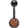 PIERCINGLINE Piercing per ombelico, in acciaio chirurgico, con stampa leopardata, colori assortiti, 10 mm, acciaio chirurgico 316L