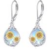 POPLYKE Orecchini pendenti a goccia in filigrana con pietra di luna celtica in argento sterling a forma di goccia