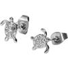 Purelei Orecchini a forma di tartaruga, in acciaio inox con pietra preziosa, colore bianco (oro, argento, oro rosa), impermeabile, regalo per donna, 9 millimètres, Acciaio inossidabile, Cristallo