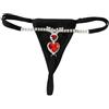 Niaspi Sexy Cuore Rosso Strass Ciondolo Perizoma Mutandine per le Donne Corda Stretch Mutande Amore Cristallo G String Bikini Vita Catena Della Pancia Biancheria Intima Gioielli Per Il Corpo Estate Spiaggia