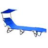 Huspert Lettino prendisole da mare pieghevole in alluminio con parasole blu 190x58x25 cm