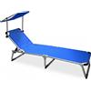 Huspert Lettino prendisole da mare pieghevole in alluminio blu 190x58x25 cm