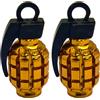 cyclingcolors 2x Cappucci delle valvole cappuccio tappi valvola forma di granata in alluminio Schrader per pneumatici bici moto auto auto quad monopattino, oro