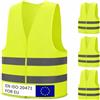 Carehabi Gilet Alta visibilità x 4, Certificato EN ISO 20471 Gilet Catarifrangente Auto Bicicletta, Giubbotto Catarifrangente di Sicurezza, Giubbotto Moto Regolabile, Gilet di Salvataggio Giallo Fluo