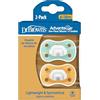 Dr. Brown's Advantage - Ciuccio in silicone, completamente simmetrico, confezione da 2, senza BPA, colore: verde/giallo