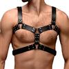 BDSMJOY Harness in pelle per uomini, harness gay, intimo sexy per uomo, fetish abbigliamento erotico per sesso maschile, outfit festival rave, set BDSM (Nero)