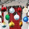 Sumind 10 decorazioni per prato da esterni, a doppia faccia, da appendere, colorate, grandi, rotonde, con cordoncino argentato da 100 m, per portico e albero di Natale (stile flash)
