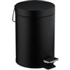 Relaxdays Pattumiera Bagno a Pedale, Cestino da 3 L con Secchio Interno Rimovibile, Cesto con Coperchio, Acciaio, Nero