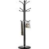 Kertnic Appendiabiti in metallo con base in marmo naturale, albero autoportante con 12 ganci per appendere sciarpe, borse, giacche, appendiabiti per cappelli da ingresso a casa (nero)