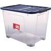SUNDIS Wave Box, scatola portaoggetti 60L, con coperchio a clip, impilabile | Con ruote, plastica trasparente, ideale per riporre la camera da letto, i giocattoli, l'ufficio, la soffitta o il garage