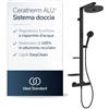 Ideal Standard Ceratherm Alu+ Colonna doccia, Realizzato con l'100% di alluminio riciclato, doccia a risparmio idrico con getti variabili e protezione antiscottatura - Nero Opaco (356x501x1113 mm)