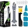 JADUFHU Raschietto Spatola Silicone 5 in 1 Professionale, Testa in Metallo, Bianco | Raschietto 5 in 1: Testa in Acciaio Inox, 5 Cuscinetti, Rimuove e Liscia Silicone. Per Bagno, Cucina, Doccia, Finestre