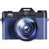 CCZRD Fotocamera digitale Vlogging Videocamera WIFI Webcam Grandangolo Zoom 16X 48MP Fotografia Schermo ribaltabile Cattura Facilmente Momenti Meravigliosi(With 32GB,With 2 Lens-02)