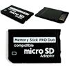 Genérico Adattatore Memory Stick Pro Duo Ms per Psp Micro SD Scheda Adaptor Convertitore
