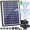 AISITIN 6,5W Fontana Solare da Giardino Esterno 6,5W con Batteria 1500mAh DIY Pompa Acqua Energia Solare con 10 Ugelli & 5M Cavo per Laghetti, Stagni, Bagno degli Uccelli e Decorazioni per Il Giardino