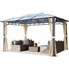 TOOLPORT Gazebo da giardino 3x4 m telaio in alluminio tetto in policarbonato da ca. 8 mm gazebo da giardino 4 teli laterali color crema