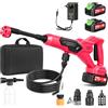 Dibaful Idropulitrice a batteria, 120 bar, 6 l/min, pistola portatile per auto, con 2 batterie da 3000 mAh, pistola per lavaggio mobile, 1700 psi, ugello regolabile 6 in 1, tubo flessibile da 5 m, per