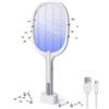 FENIX HOME Racchetta Elettrica Zanzare 2 in 1 con Lampada UV, Set 2 Pezzi Ricaricabili USB Batteria 1800mAh, Scarica 4000V, Doppia Rete Sicurezza, Base Ricarica, Antizanzare Insetti Casa Esterno