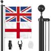 ZMTECH 20FT Kit Asta Portabandiera Nera Sezionale per Esterni, Asta Portabandiera da Giardino in Alluminio da 6m con 2 Bandiere, Corda e Clip per Cortile, Casa, Uso Residenziale e Commerciale (Nero)