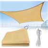 Raisand Vela ombreggiante 2x2m in HDPE anti-UV, traspirante e resistente, ombreggiante con occhielli con corde per installazione facile, telo ombreggiante per terrazzo, giardino, pergola e piscina (Beige)