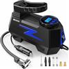 FADAKWALT Gonfiatore per Pneumatici Compressore d'Aria Portatile, Pompa Aria Auto 12 V con Spegnimento Automatico, Manometro Digitale 10,3 bar/150 psi, Luce LED, Raccordo Metallico per Auto, Moto, Blu