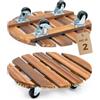 Bamworld Carrello Portavasi in Legno 35,5cm con Ruote - Base per Piante Pesanti Portata 109kg, Ruote Girevoli 360° Bloccabili per Grandi Vasi, Interno e Esterno, 2 Pezzi