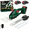 Purova Tagliasiepi a batteria, 21 V, cesoia elettrica 2 in 1, cesoie per arbusti e tagliabordi, con batteria da 4,0 Ah, tagliasiepi da 23 cm e tagliaerba da 12 cm, per giardino, siepi, cespugli, prato (verde