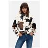Desigual, giubbotto in pelliccia animal print, Donna, Bianco, L