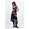 Desigual, Vestito asimmetrico floreale m. c. lacroix, Donna, Modal, Nero, M