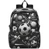 Linnyio Palloni Da Calcio Bianco Nero Astratto Zaino Pieghevole Impermeabile e Leggero,Ideale per Escursioni Viaggi e Campeggio