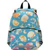 Linnyio Conchiglie Colorate Stelle Marine Blu Zainetto per L'asilo 3-8 Anni,Zaino Scolastico per Bambini e Bimbi Piccoli,Motivo Cartone Animato