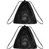 MEMOFYND 2 Pezzi Borsa Con Cordoncino, Zaino in Rete Regolabile, Organizer Da Viaggio, Borsa Per Giocattoli Da Spiaggia, Zaino Da Ciclismo (Nero), 45*40cm