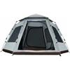 KQFCAZRE Tenda Esagonale da Campeggio Tenda Outdoor Rifugio Capanno Igloo Struttura Automatica in Tessuto Oxford E Fibra, Bianco, Bianco Riso Argento, Grande 240 240 155CM