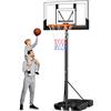 Yohood Canestro da Basket Esterno 100-305cm, Canestro da Basket per Bambini e Adulti, Pannello Posteriore in PC Ad Alta Resistenza, 2 Reti Resistenti alle Intemperie