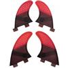 Hellery da Surf Set di 4 Compatibili con a Doppia Linguetta in Fibra di Vetro a Nido d'Ape Stabilità Migliorata per Curve Morbide Adatte a Shortboard E Fish , Rosso